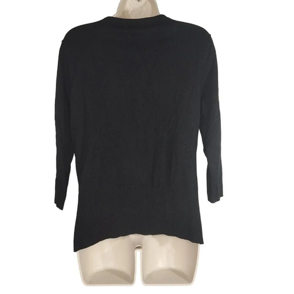 George Black Jewel Button Up Cardigan Sweater Women Size L 12-14 MISSING BELT - Picture 5 of 7